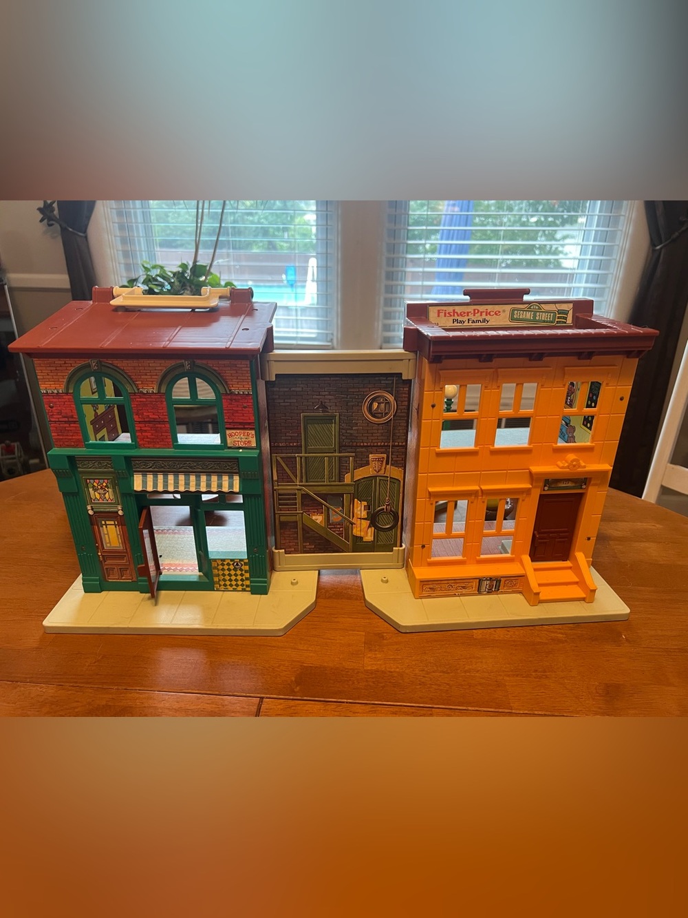 Fisher-Price Vintage Play Family Two-Building Set with bonus Cookie Monster